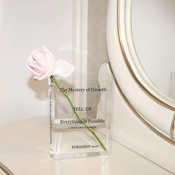 Boekvormige Acryl Bloemenvaas - Uniek en Elegant Decorstuk