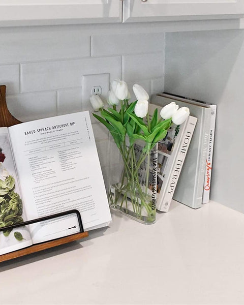 Boekvormige Acryl Bloemenvaas - Uniek en Elegant Decorstuk
