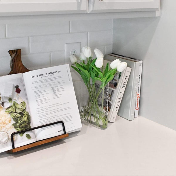 Boekvormige Acryl Bloemenvaas - Uniek en Elegant Decorstuk