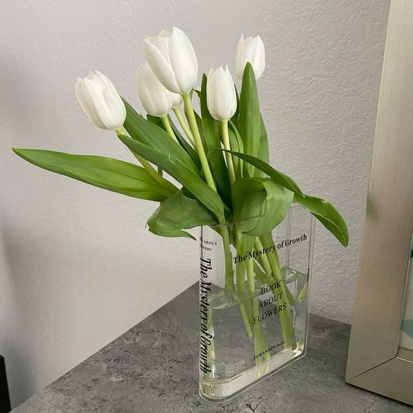 Boekvormige Acryl Bloemenvaas - Uniek en Elegant Decorstuk